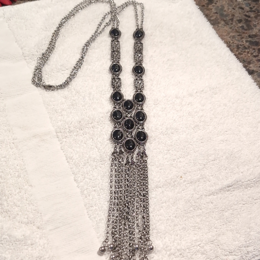Elegant Silver and Black Necklace